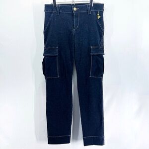 Vintage Baby Phat Y2K Dark Wash Low Rise Cargo Utility Jeans Embroidered Logo